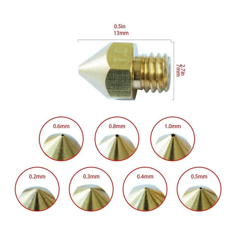 Tronxy 5pcs V5 V6 Copper Nozzles for 3D Printers