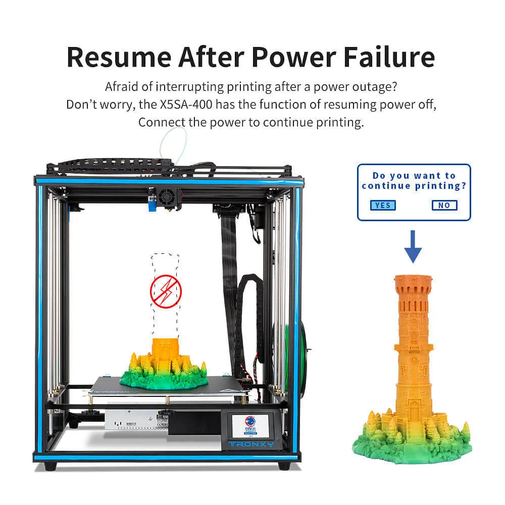 Tronxy X5SA-400 Large DIY 3D Printer Kit Print Size 400x400x400mm