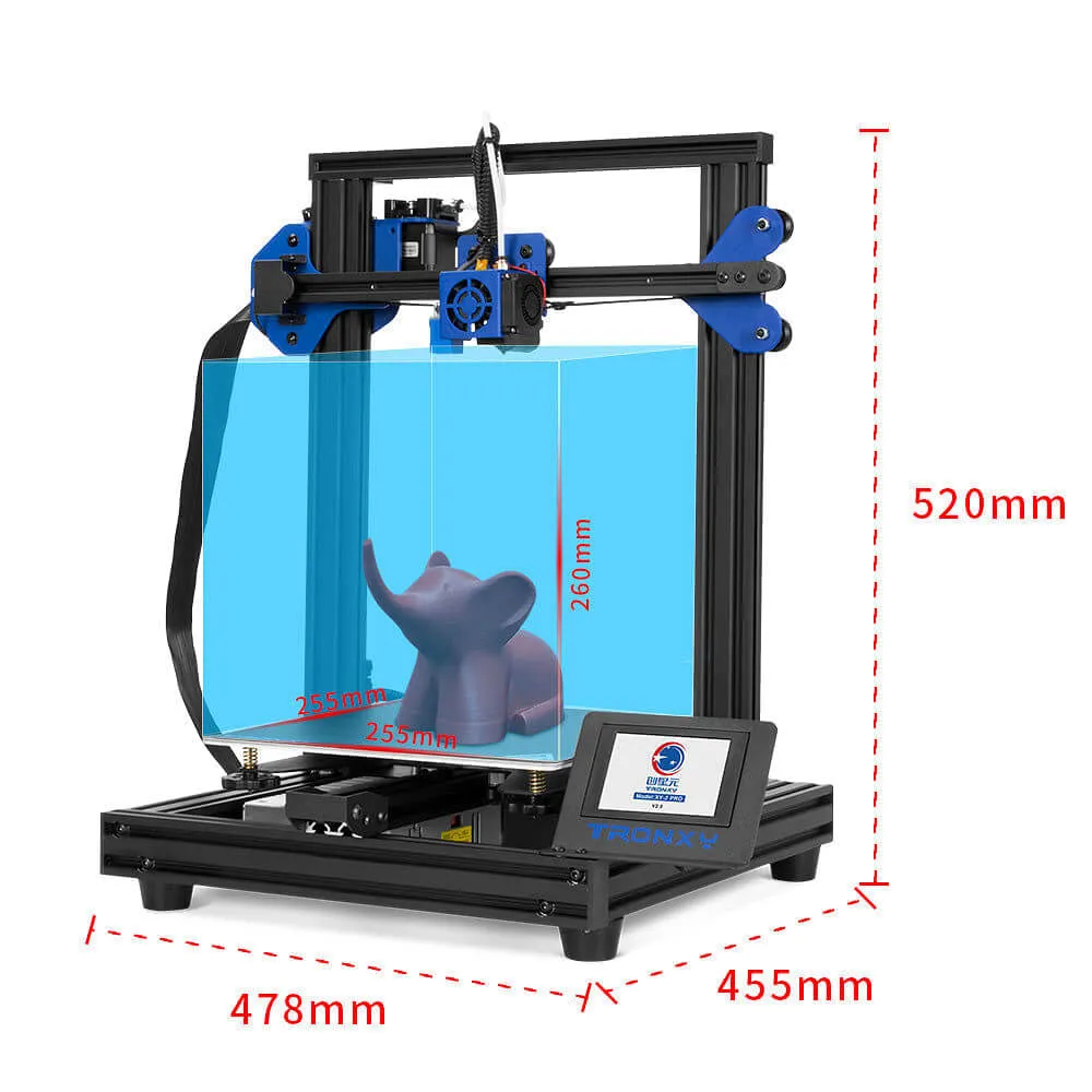 Tronxy XY-2 Pro I3 Beginner 3D Printer Guide Print Size 255x255x260mm