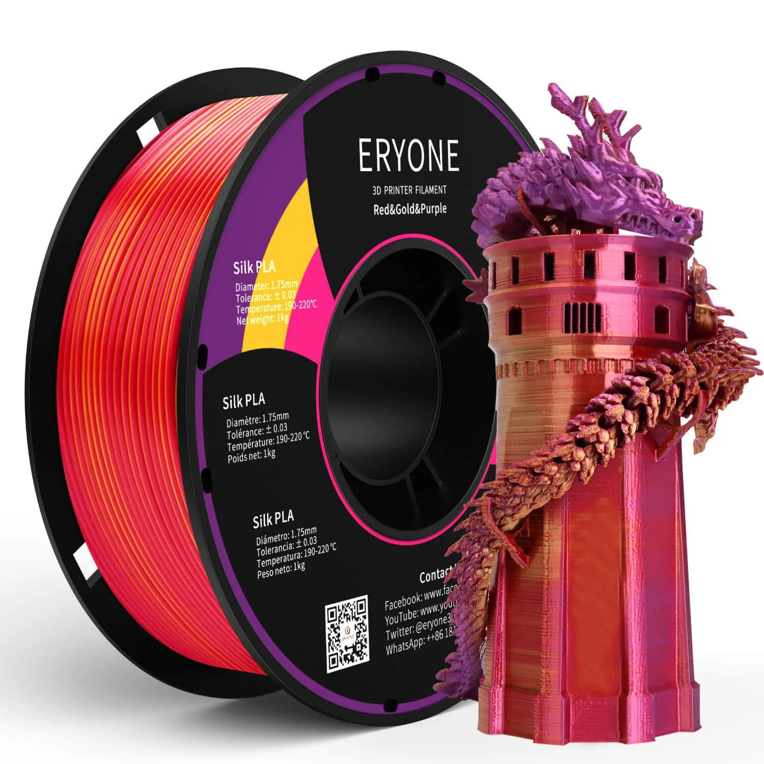 (UK only)Pre-sale- ERYONE All Series PLA 3D Filament 1kg  FREE SHIPPING(MOQ:20 rolls,can mix color)