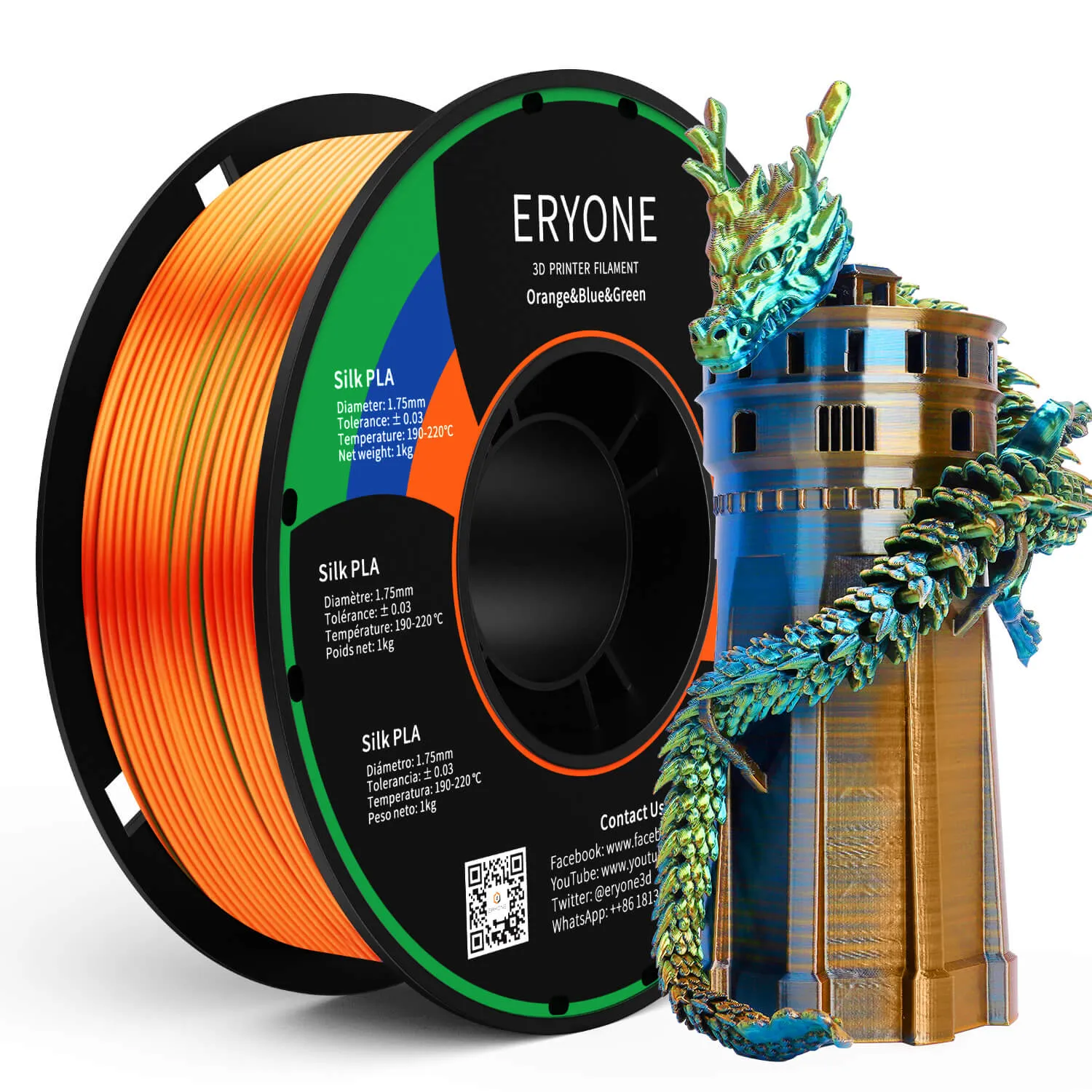 (UK only)Pre-sale- ERYONE All Series PLA 3D Filament 1kg  FREE SHIPPING(MOQ:20 rolls,can mix color)